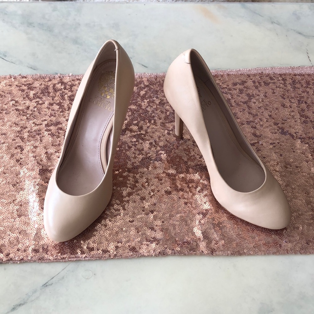 Vince Camuto Nude Leather Pumps